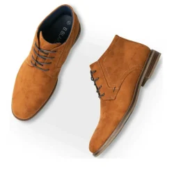 Bottines COGNAC Homme Motif Uni Lacets