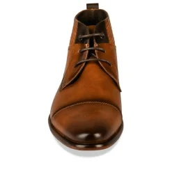 Bottines COGNAC Homme Motif Uni Lacets