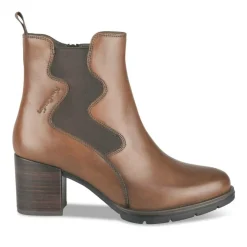 Bottines Confort MARRON Femme CUIR Motif Uni Fermeture éclair