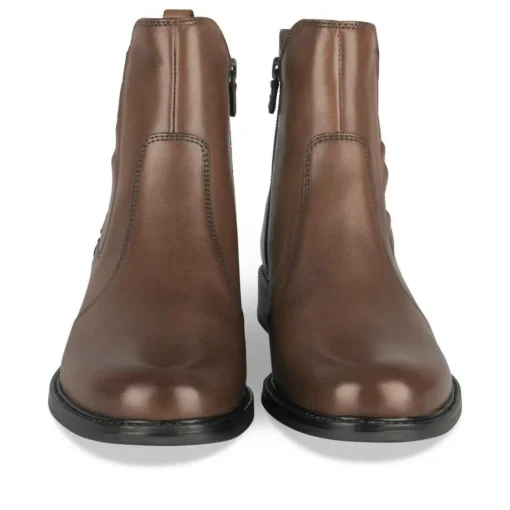 Bottines Confort MARRON Femme CUIR Motif Uni Fermeture éclair