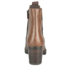 Bottines Confort MARRON Femme CUIR Motif Uni Fermeture éclair
