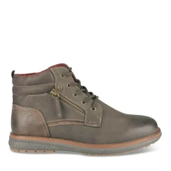 Bottines Confort MARRON Homme Motif Uni Lacets