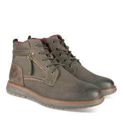 Bottines Confort MARRON Homme Motif Uni Lacets
