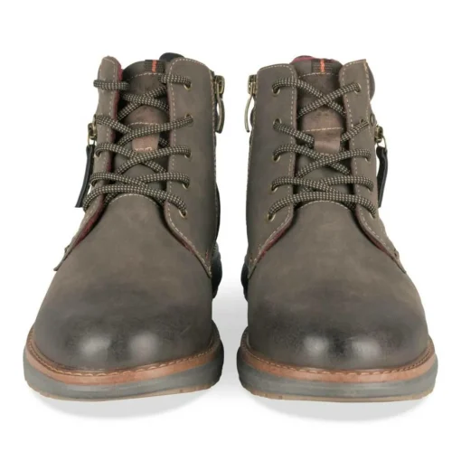 Bottines Confort MARRON Homme Motif Uni Lacets
