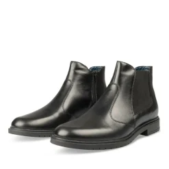 Bottines Confort NOIR Homme CUIR Motif Uni A Enfiler