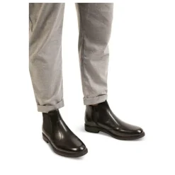 Bottines Confort NOIR Homme CUIR Motif Uni A Enfiler