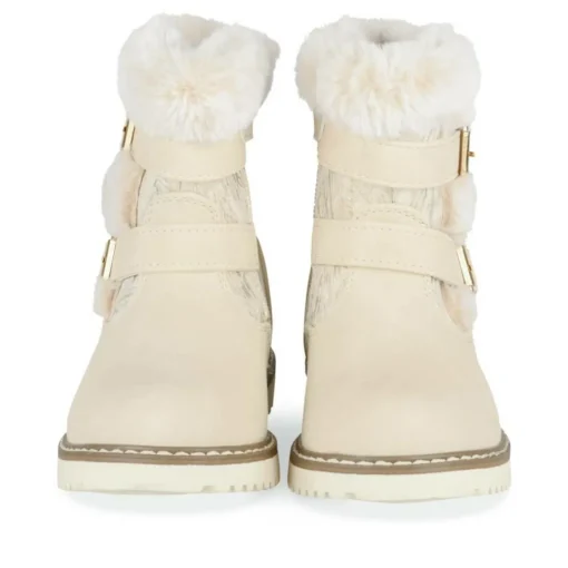 Bottines Fourré BEIGE Fille Motif Fausse Fourrure Fermeture éclair
