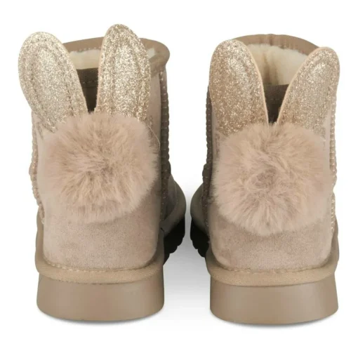 Bottines Fourré BEIGE Fille Motif Paillettes A Enfiler
