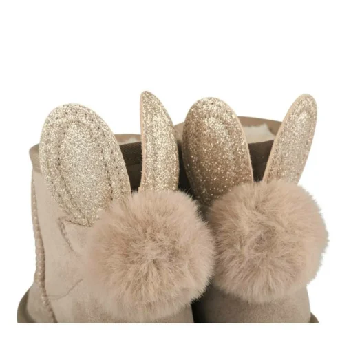 Bottines Fourré BEIGE Fille Motif Paillettes A Enfiler