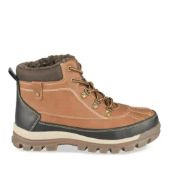 Bottines Fourré COGNAC Garçon Motif Fausse Fourrure Lacets