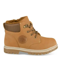 Bottines Fourré COGNAC Garçon Motif Uni Lacets