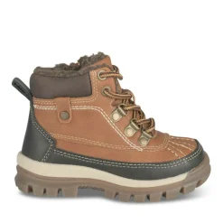 Bottines Fourré COGNAC Garçon Motif Fausse Fourrure Lacets