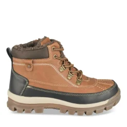 Bottines Fourré COGNAC Garçon Motif Fausse Fourrure Lacets