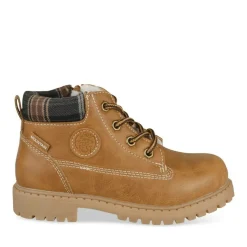 Bottines Fourré COGNAC Garçon Motif Uni Lacets