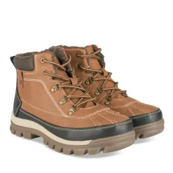 Bottines Fourré COGNAC Garçon Motif Fausse Fourrure Lacets