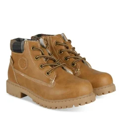 Bottines Fourré COGNAC Garçon Motif Uni Lacets