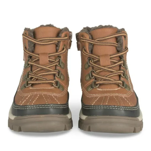 Bottines Fourré COGNAC Garçon Motif Fausse Fourrure Lacets