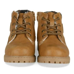 Bottines Fourré COGNAC Garçon Motif Uni Lacets