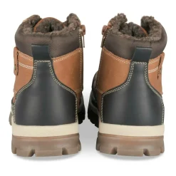 Bottines Fourré COGNAC Garçon Motif Fausse Fourrure Lacets