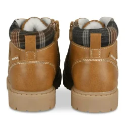 Bottines Fourré COGNAC Garçon Motif Uni Lacets