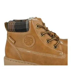 Bottines Fourré COGNAC Garçon Motif Uni Lacets