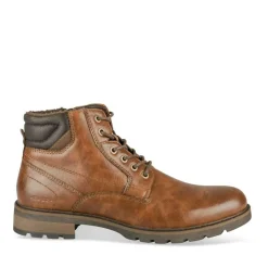 Bottines Fourré COGNAC Homme Motif Uni Lacets