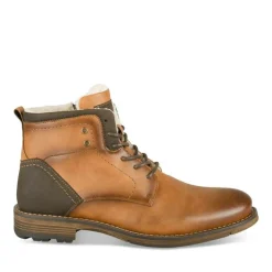 Bottines Fourré COGNAC Homme Motif Uni Lacets