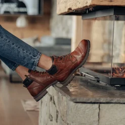 Bottines Fourré COGNAC Homme Motif Uni Lacets