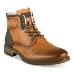 Bottines Fourré COGNAC Homme Motif Uni Lacets