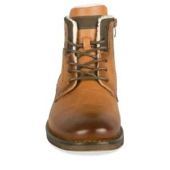 Bottines Fourré COGNAC Homme Motif Uni Lacets