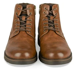 Bottines Fourré COGNAC Homme Motif Uni Lacets