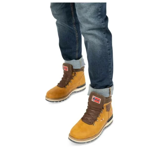 Bottines Fourré COGNAC Homme Motif Uni Lacets
