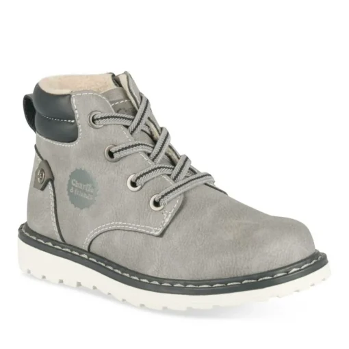 Bottines Fourré GRIS Garçon Motif Uni Lacets