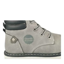 Bottines Fourré GRIS Garçon Motif Uni Lacets