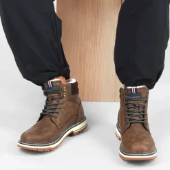Bottines Fourré GRIS Homme Motif Uni Lacets