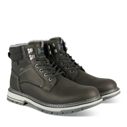 Bottines Fourré GRIS Homme Motif Uni Lacets