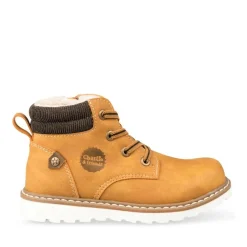 Bottines Fourré JAUNE Garçon Motif Uni Lacets