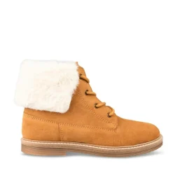 Bottines Fourré JAUNE Garçon CUIR Motif Uni Lacets