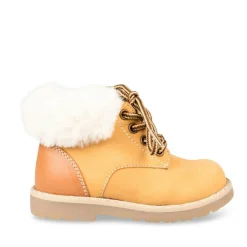 Bottines Fourré JAUNE Garçon CUIR Motif Uni Lacets