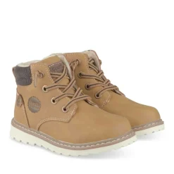 Bottines Fourré JAUNE Garçon Motif Uni Lacets