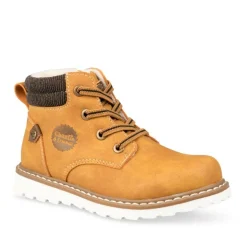 Bottines Fourré JAUNE Garçon Motif Uni Lacets