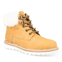 Bottines Fourré JAUNE Garçon CUIR Motif Uni Lacets