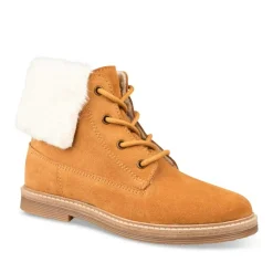 Bottines Fourré JAUNE Garçon CUIR Motif Uni Lacets