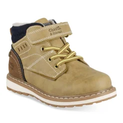 Bottines Fourré JAUNE Garçon Motif Fausse Fourrure Lacets