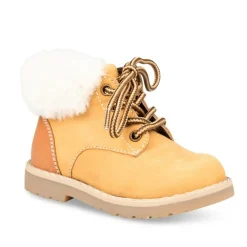 Bottines Fourré JAUNE Garçon CUIR Motif Uni Lacets