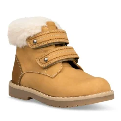 Bottines Fourré JAUNE Garçon CUIR Motif Uni Scratch