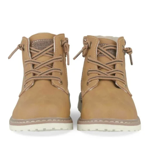 Bottines Fourré JAUNE Garçon Motif Uni Lacets