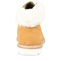 Bottines Fourré JAUNE Garçon CUIR Motif Uni Lacets