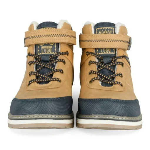 Bottines Fourré JAUNE Garçon Motif Fausse Fourrure Lacets