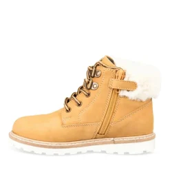 Bottines Fourré JAUNE Garçon CUIR Motif Uni Lacets